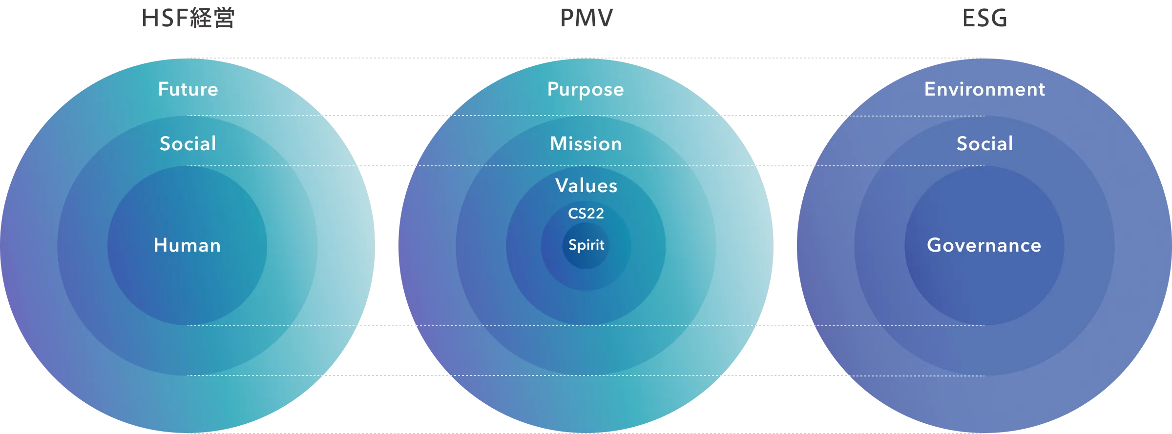 HSF経営とPMVとESGの同期化 概念図